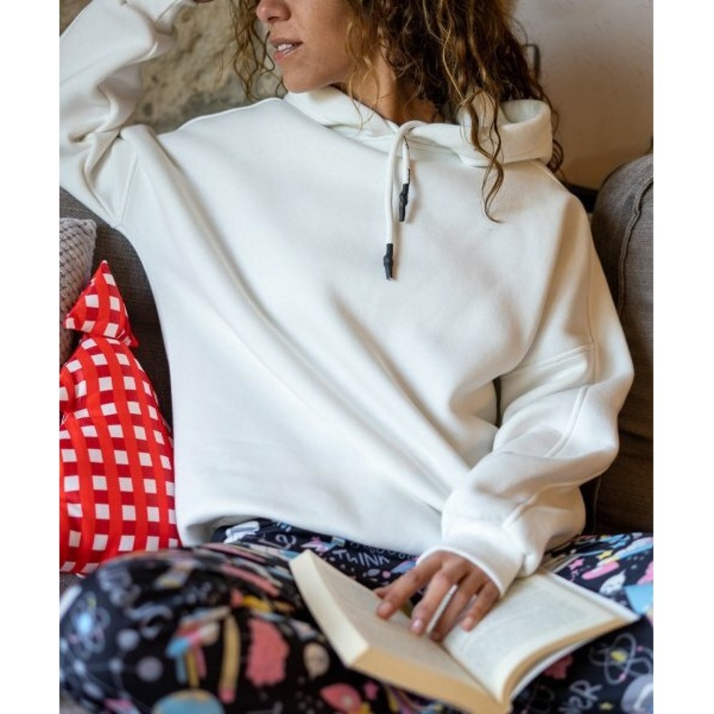 CCK Style Women Ecru Hoodie Long Sleeve Pullover Size M